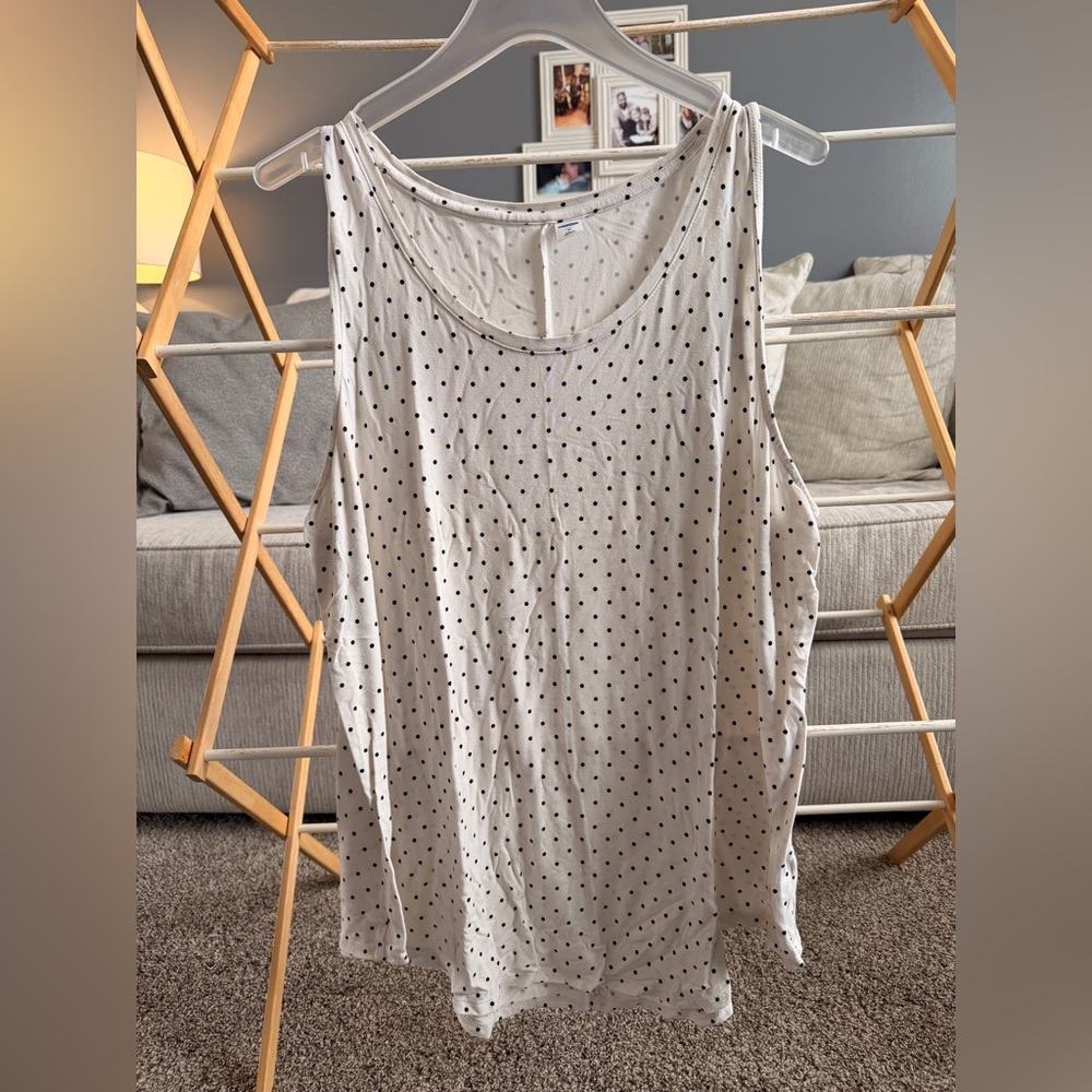 Old Navy Luxe Tank- White with Black Dots